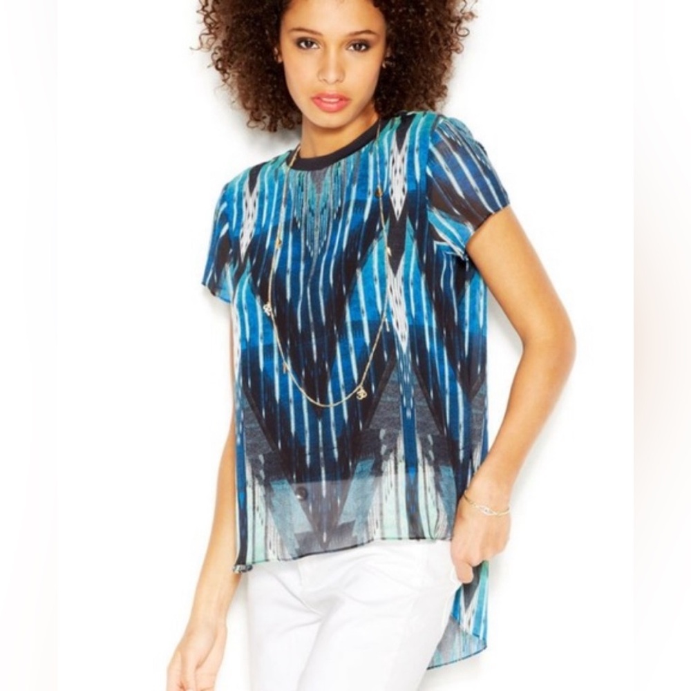 Rachel Roy Ikat Side Slits Top